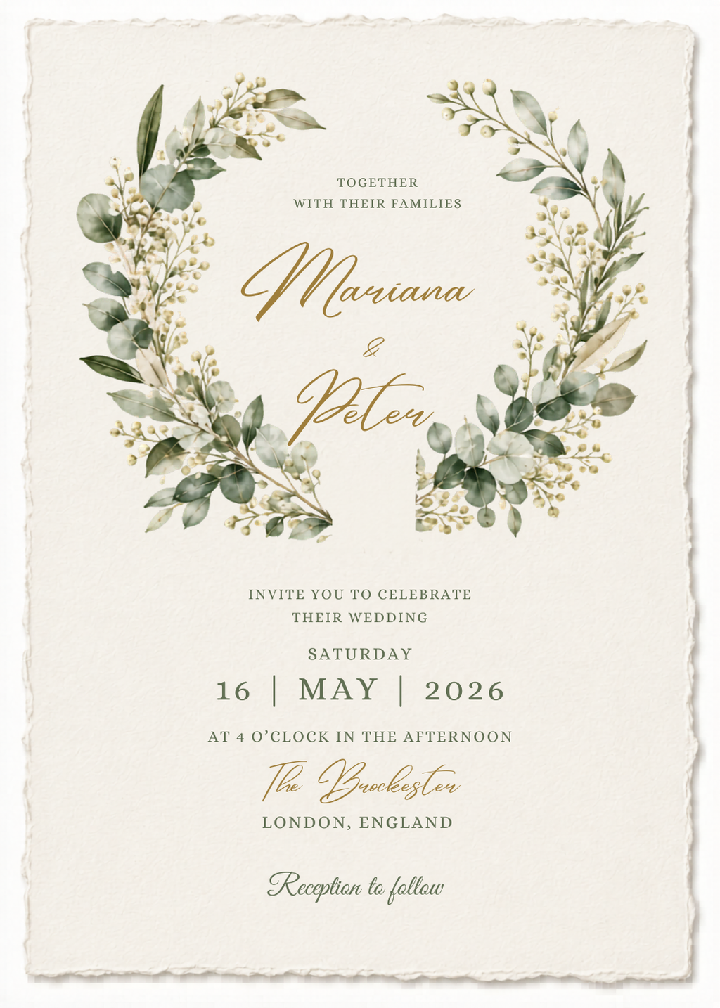 Eucalyptus Wreath Wedding Invitation Template