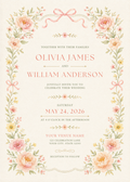 Peony Floral Border Wedding Invitation