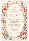 Vintage Floral Oval Wedding Invitation